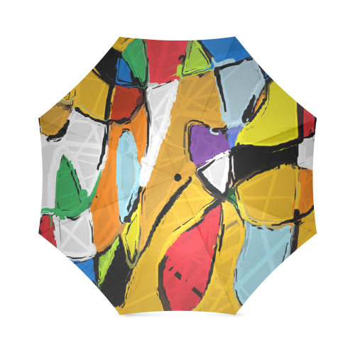 Yellow Abstract Art Foldable Umbrella (Model U01)