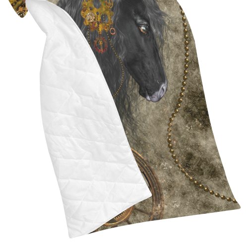 Beautiful wild horse with steampunk elements Quilt 70"x80"