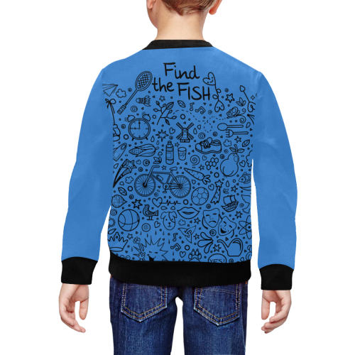Picture Search Riddle - Find The Fish 1 All Over Print Crewneck Sweatshirt for Kids (Model H29)