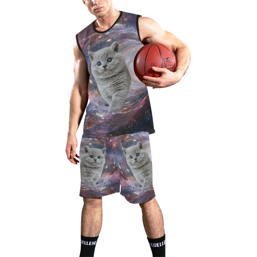 Galaxy Cat All Over Print Basketball Uniform