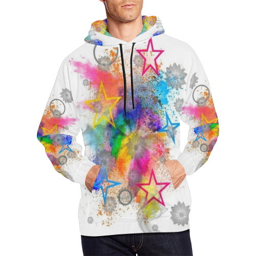 Stars Popart by Nico Bielow All Over Print Hoodie for Men/Large Size (USA Size) (Model H13)