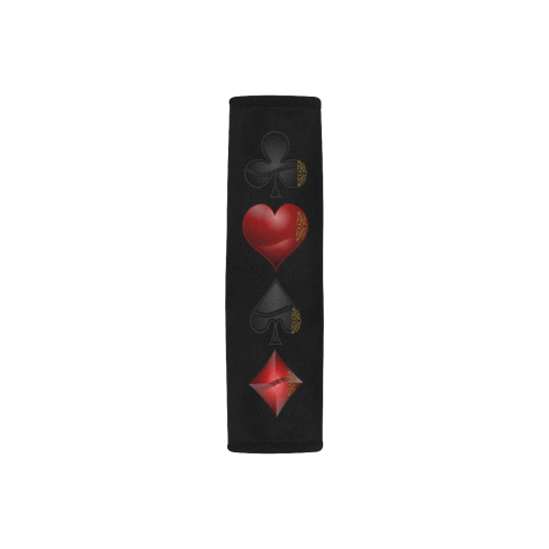 Las Vegas  Black and Red Casino Poker Card Shapes on Black Car Seat Belt Cover 7''x8.5''