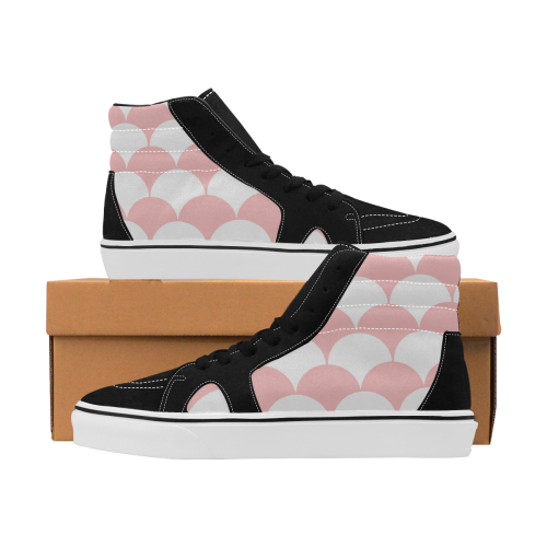 Abstract  pattern - pink and white. Women's High Top Skateboarding Shoes/Large (Model E001-1)