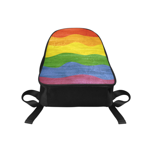 Gay Pride - Rainbow Flag Waves Stripes 3 Fabric School Backpack (Model 1682) (Medium)