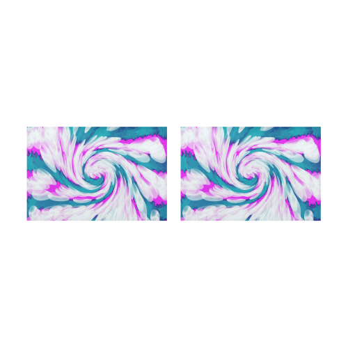 Turquoise Pink Tie Dye Swirl Abstract Placemat 12’’ x 18’’ (Two Pieces)