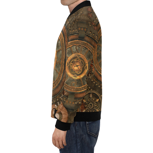 Steampunk, wonderful vintage clocks and gears All Over Print Bomber Jacket for Men/Large Size (Model H19)