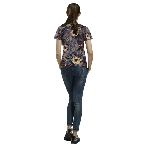 flowers 9 All Over Print T-shirt for Women/Large Size (USA Size) (Model T40)