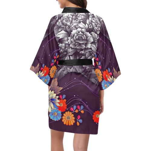 tricolor flowers Kimono Robe