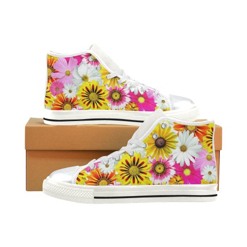 Spring Time Flowers 1 High Top Canvas Women's Shoes/Large Size (Model 017)