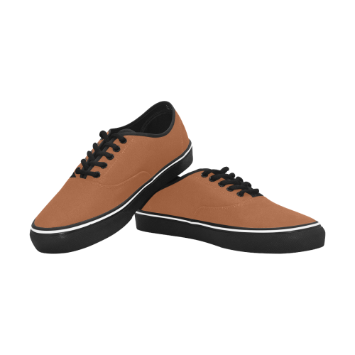 color sienna Classic Men's Canvas Low Top Shoes (Model E001-4)