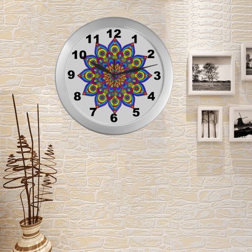 Brilliant Star Mandala Silver Color Wall Clock