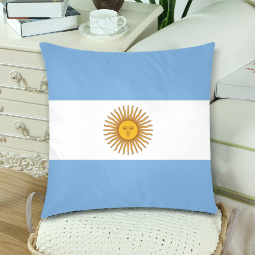 Argentina Flag Custom Zippered Pillow Cases 18"x 18" (Twin Sides) (Set of 2)