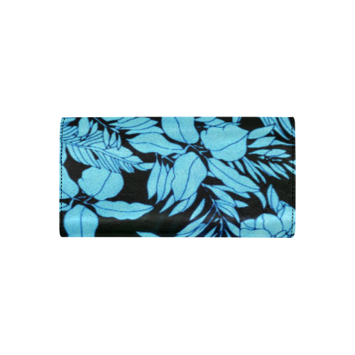 blue floral watercolor abstract Women's Flap Wallet (Model 1707)