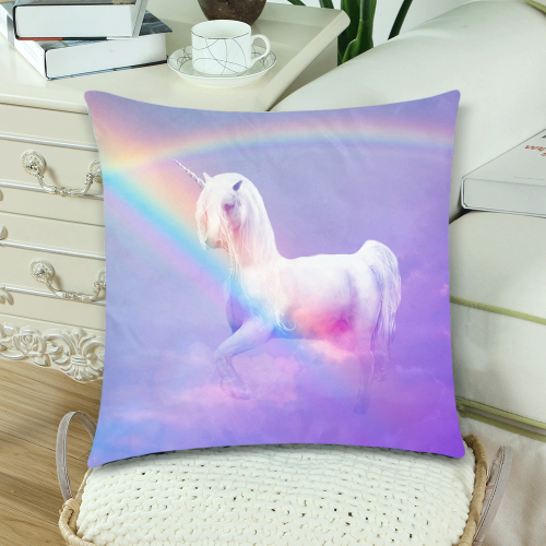 Unicorn and Rainbow Custom Zippered Pillow Cases 18"x 18" (Twin Sides) (Set of 2)
