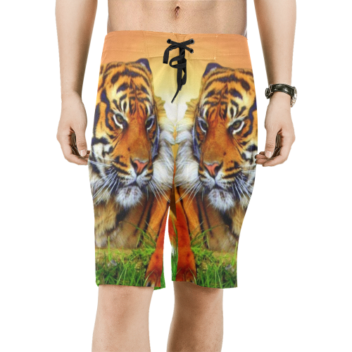 Sumatran Tiger Men's All Over Print Board Shorts (Model L16)