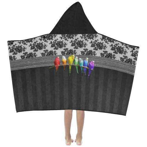 Rainbow Budgies and Lace Kids' Hooded Bath Towels
