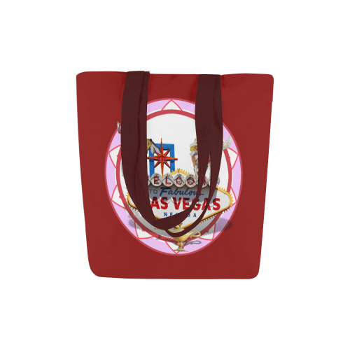 LasVegasIcons Pink Poker Chip  / Red Canvas Tote Bag (Model 1657)