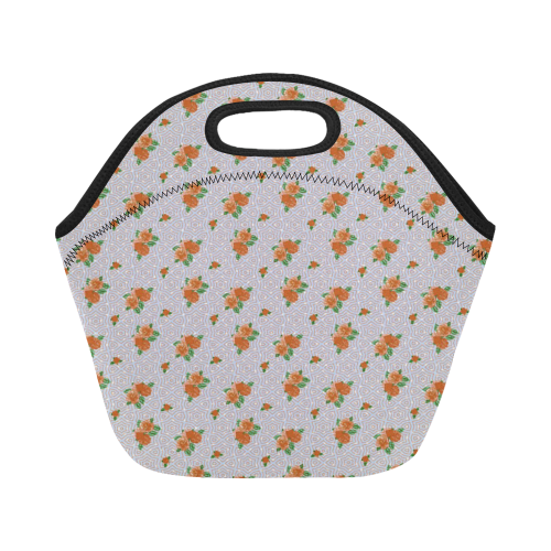 Roses and Pattern 1A by JamColors Neoprene Lunch Bag/Small (Model 1669)