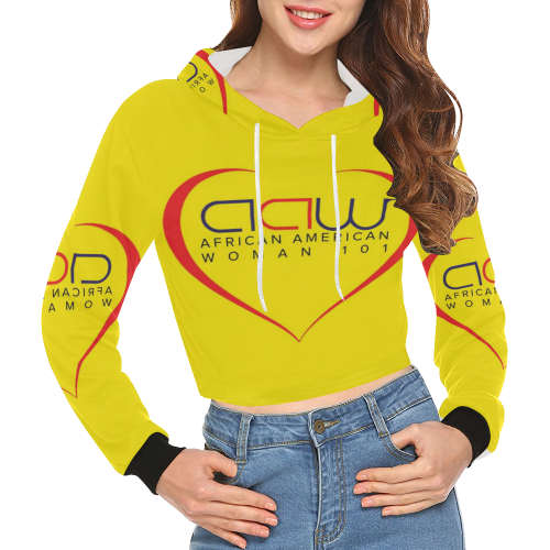 AAW101 Yellow Crop Top Sweater All Over Print Crop Hoodie for Women (Model H22)