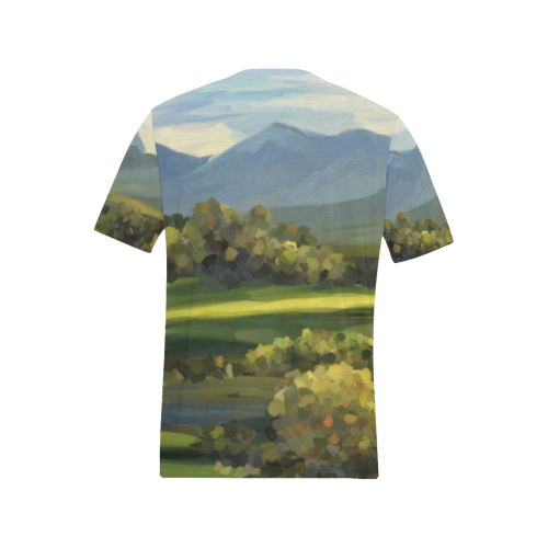 Oil Impasto Landscape Painting Men's All Over Print T-Shirt (Solid Color Neck) (Model T63)