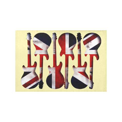 Union Jack British UK Flag Guitars Yellow Placemat 12’’ x 18’’ (Set of 2)