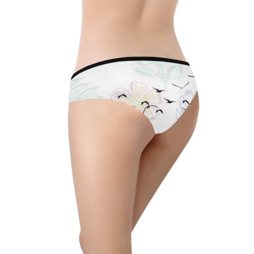 trendy birds pastel floral by JamColors Women's Hipster Panties (Model L33)