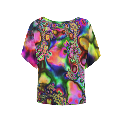 Rainbow Slick Women's Batwing-Sleeved Blouse T shirt (Model T44)