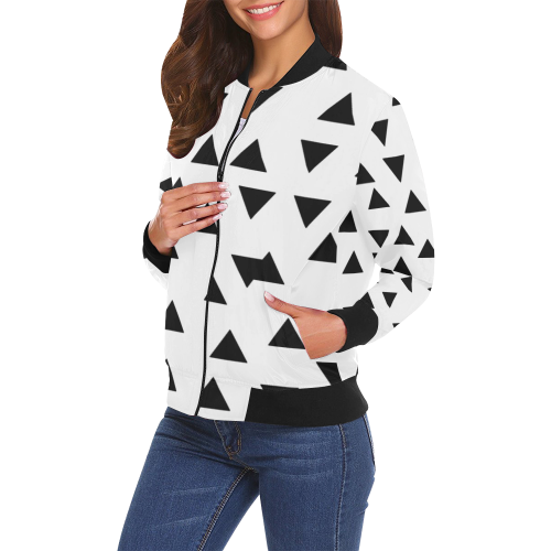 Design triangles B-WHITE All Over Print Bomber Jacket for Women (Model H19)