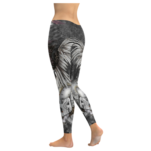 Aweswome steampunk horse with wings Women's Low Rise Leggings (Invisible Stitch) (Model L05)