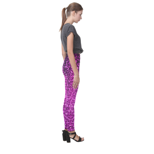 Beautiful Purple Pink Ombre glitter sparkles Cassandra Women's Leggings (Model L01)