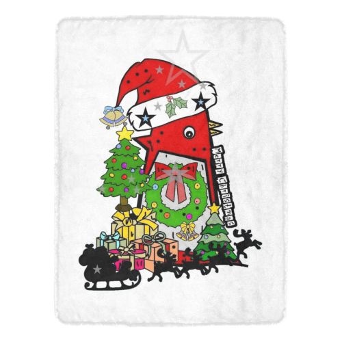 Chicken Christmas by Nico Bielow Ultra-Soft Micro Fleece Blanket 60"x80"