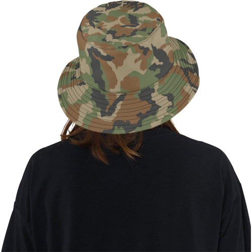 woodland camouflage pattern All Over Print Bucket Hat