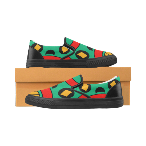 African Scary Tribal Women's Unusual Slip-on Canvas Shoes (Model 019)