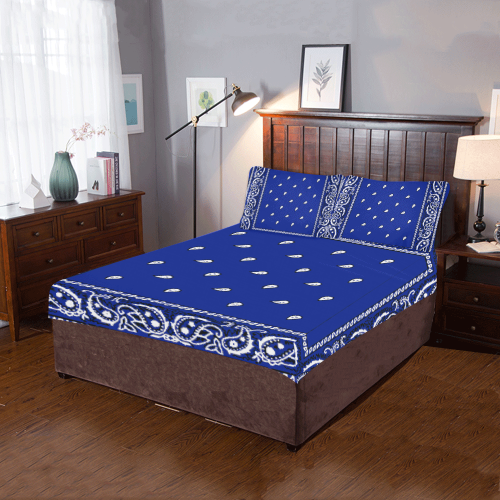 KERCHIEF PATTERN BLUE 3-Piece Bedding Set