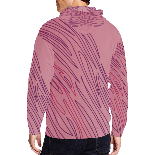 MEN Hoodie : Pink design exotic lines All Over Print Full Zip Hoodie for Men (Model H14)