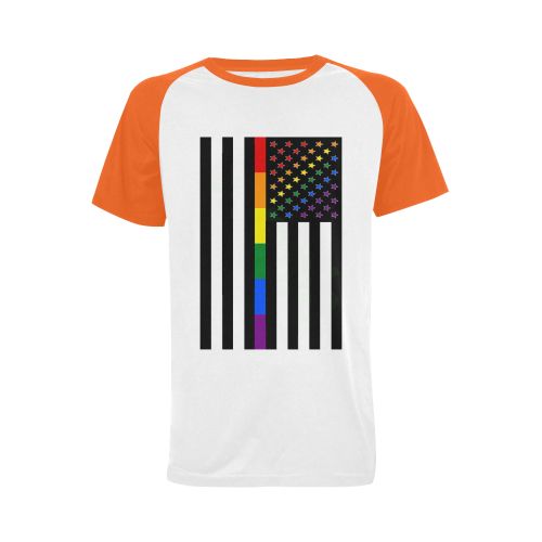 NYC Pride 20 White/Orange Big Men's Raglan T-shirt Big Size (USA Size) (Model T11)