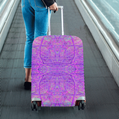 Hot Pink and Purple Abstract Branch Pattern Luggage Cover/Medium 22"-25"