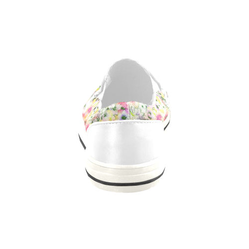 pretty spring floral Women's Slip-on Canvas Shoes/Large Size (Model 019)