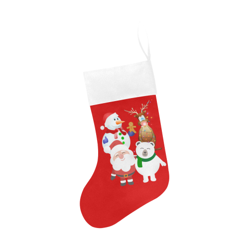 Christmas Gingerbread, Snowman, Santa Claus Red Christmas Stocking