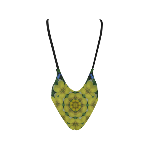 fantasy plumeria decorative real and mandala Sexy Low Back One-Piece Swimsuit (Model S09)