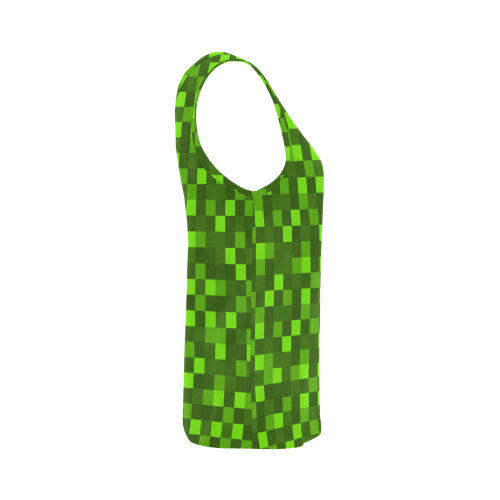 funny green pixel blocks All Over Print Tank Top for Women (Model T43)