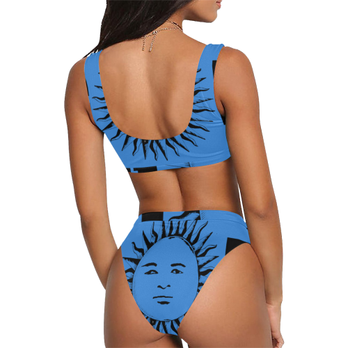 GOD Sport Bikini Light Blue Sport Top & High-Waisted Bikini Swimsuit (Model S07)