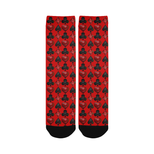 Las Vegas Black and Red Casino Poker Card Shapes Red Custom Socks for Women