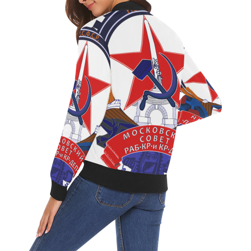 Coat of Arms of Moscow (USSR) All Over Print Bomber Jacket for Women (Model H19)