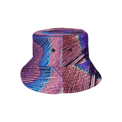 Purple Peacock Feather All Over Print Bucket Hat