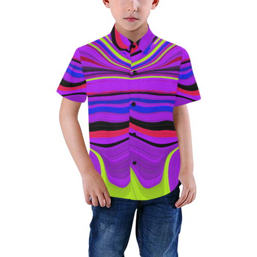 colors waves Boys' All Over Print Short Sleeve Shirt (Model T59)