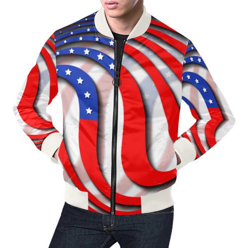 Flag of United States of America All Over Print Bomber Jacket for Men (Model H19)