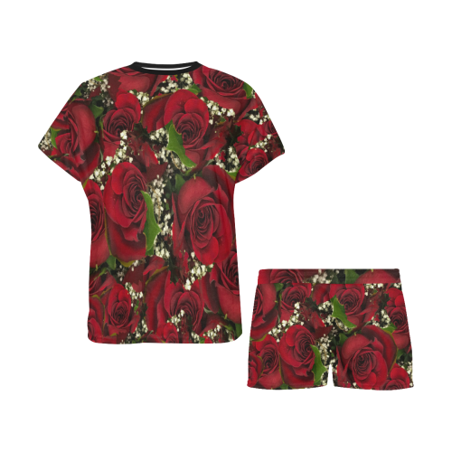 Carmine Roses Women's Short Pajama Set