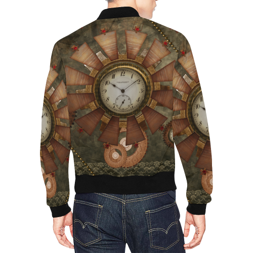 Steampunk, wonderful clocks in noble design All Over Print Bomber Jacket for Men/Large Size (Model H19)
