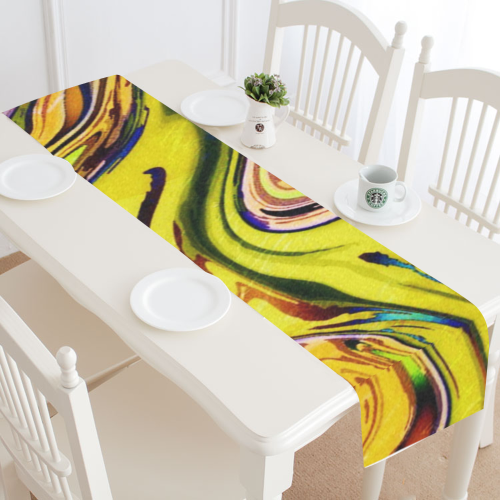 Yellow marble Table Runner 14x72 inch